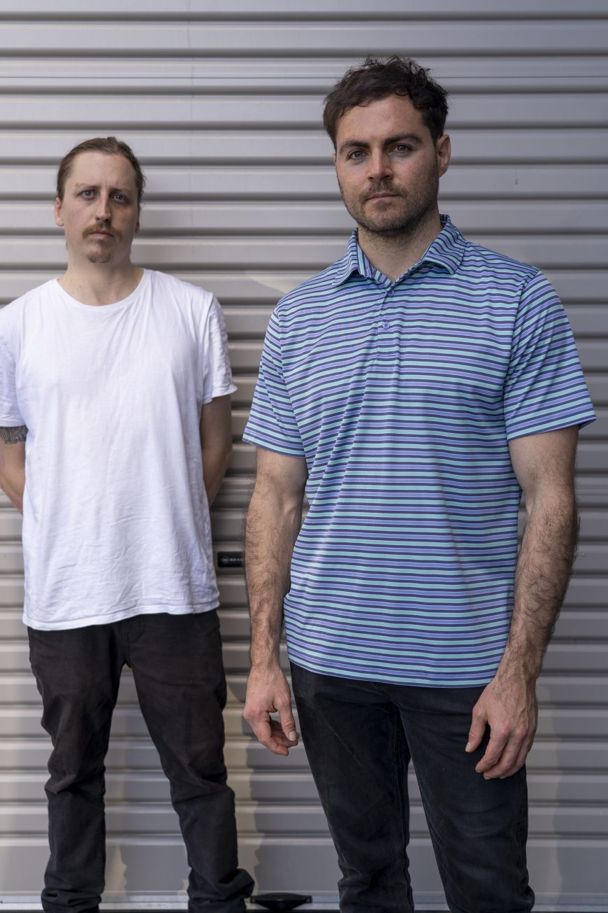 Atticus Chimps band members standing outdoors ahead of their 2026 UK Tour and Cavern Club show.
