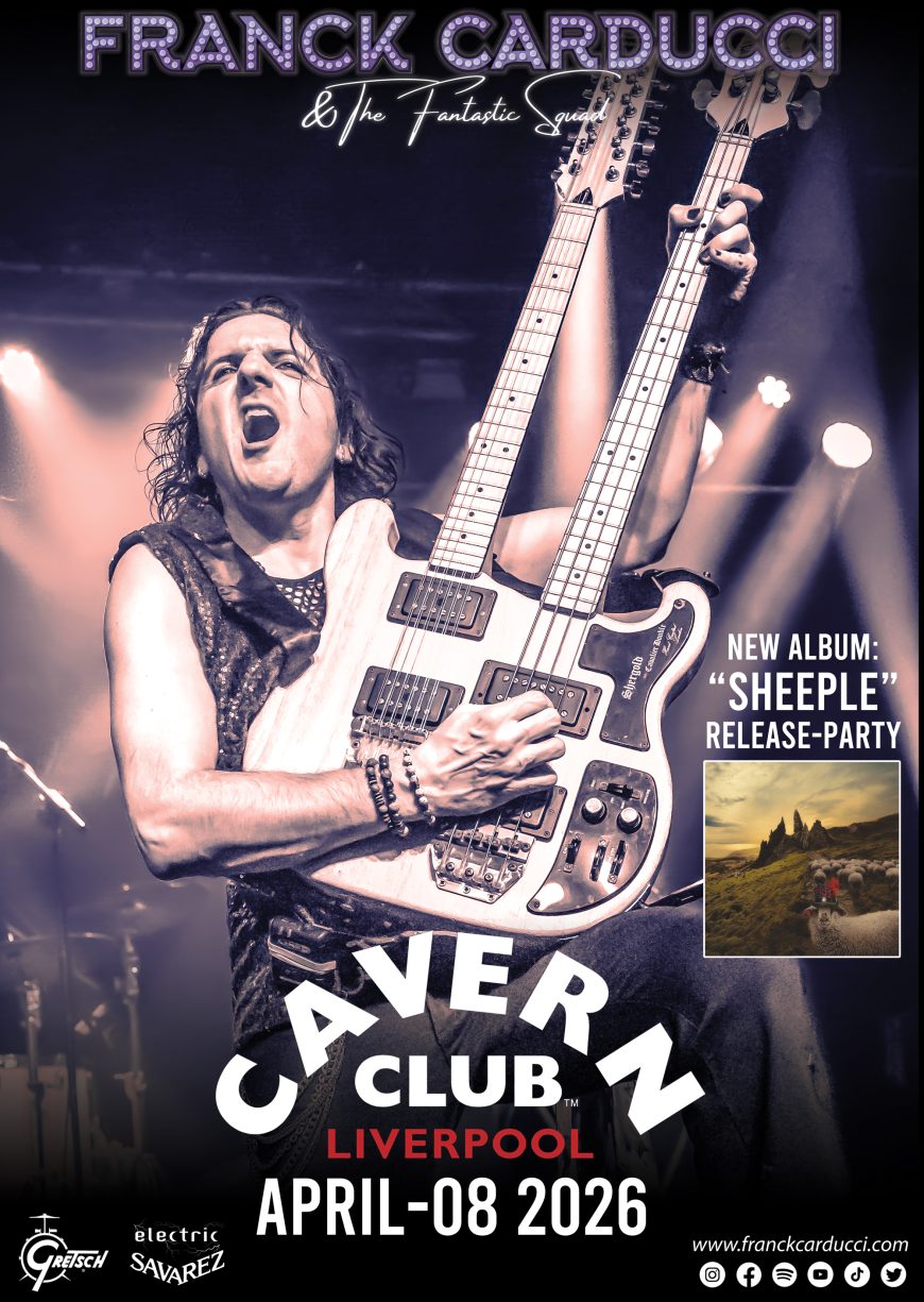 Franck Carducci performing live at the Cavern Club Liverpool for the Sheeple album release party, April 2026